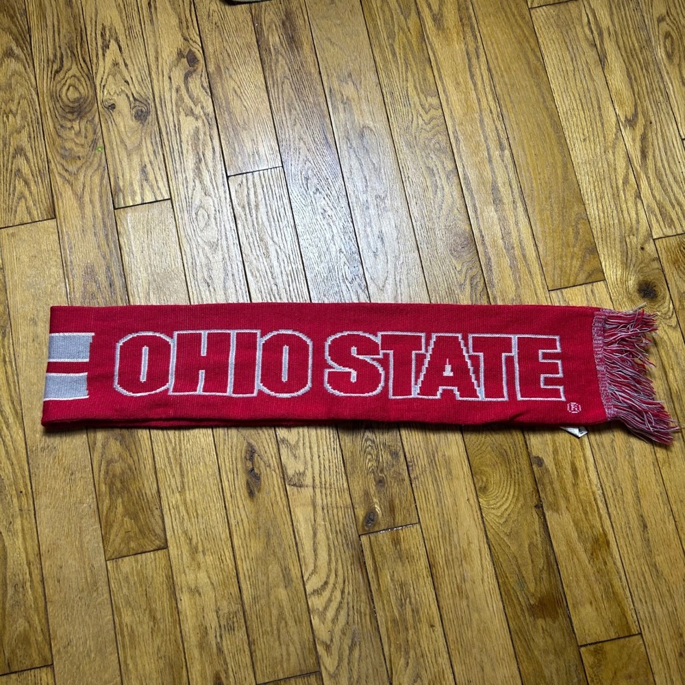 Ohio State Buckeyes Scarf Forever Collectibles Red Grey Knit NCAA Block O Logo